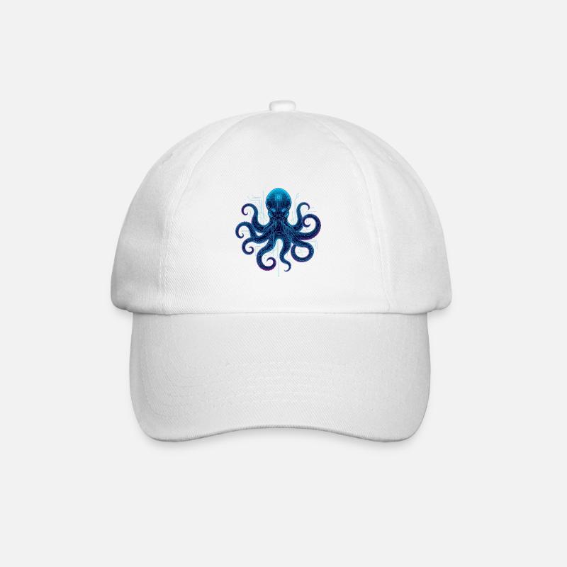 Cyberneon-Oktopus-Schaltkreise - Baseballkappe - Weiß/Weiß
