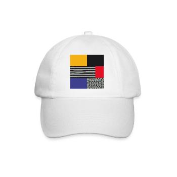Scandi Art: Abstract Geometry in Red Blue Orange - Baseball Cap - white/white - Front