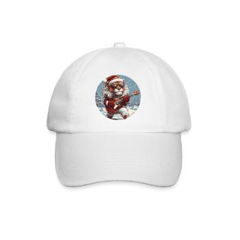 Löwe Weihnachten Gitarre - Baseballkappe - Weiß/Weiß - Vorne