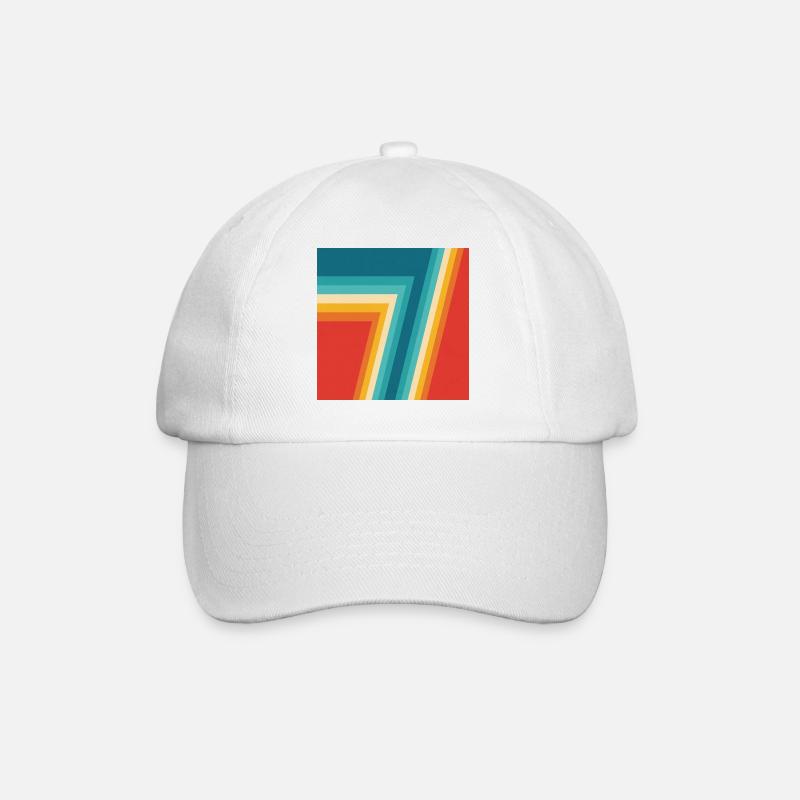  Colorful Retro Stripes Geometrie  - Baseballkappe - Weiß/Weiß