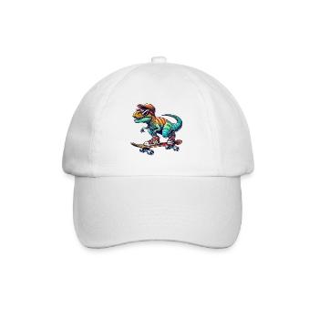 Dinosaure drôle patinant sur un skateboard cartoon Skate - Casquette classique - blanc/blanc - Devant