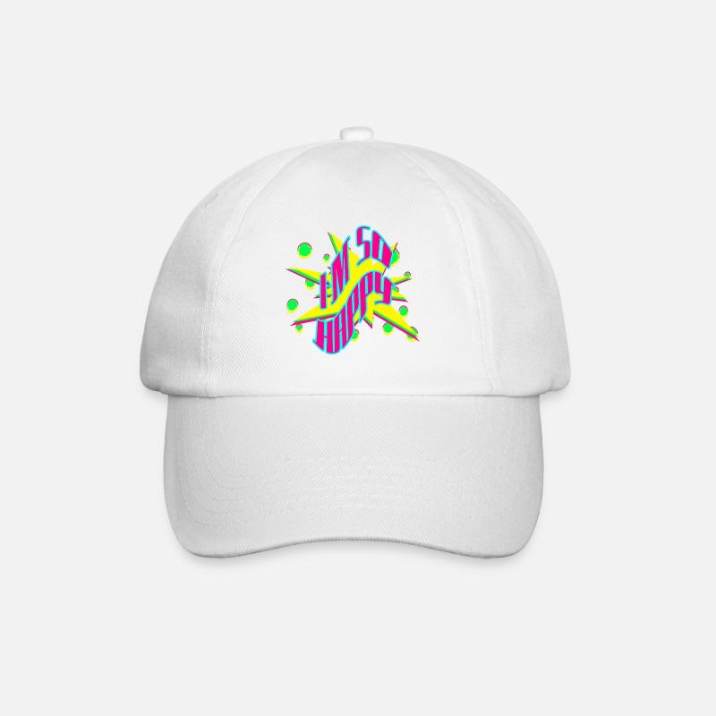 Im So Happy Neon Pop Grafik - Baseballkappe - Weiß/Weiß