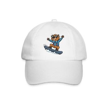 Cooler Snowboard Biber Comic Sonnenbrille - Baseballkappe - Weiß/Weiß - Vorne