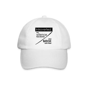 Introverted. Silence – noise. - Baseball Cap - white/white - Front