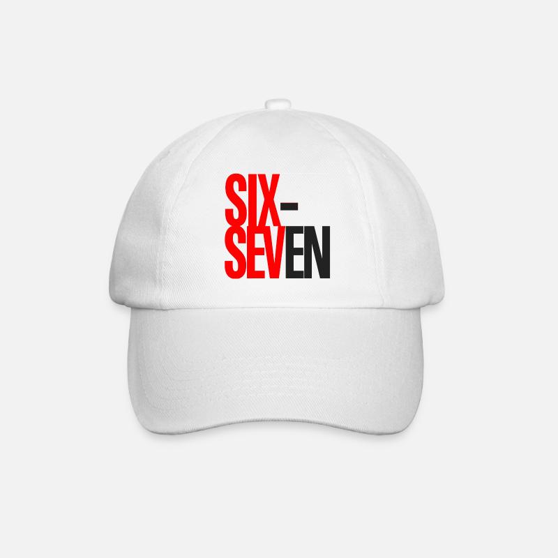 Sechs- und Sieben-Typografie-Logo - Baseballkappe - Weiß/Weiß