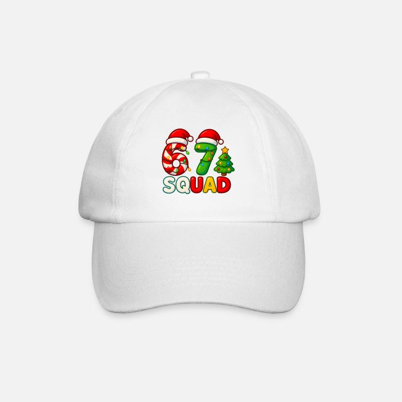 Funny 67 Six Seven Squad Meme Christmas - Baseballkappe - Weiß/Weiß