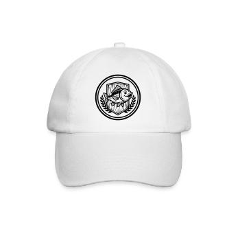 Angler Coat of Arms Fish Club Logo Vector - Baseball Cap - white/white - Front