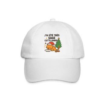 Wise and Gourmet Christmas Cat - Baseball Cap - white/white - Front