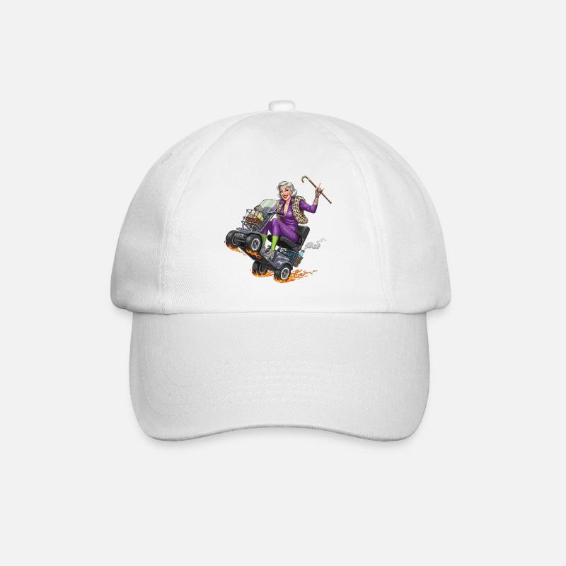 Granny purple on racing mobility scooter - Baseball Cap - white/white