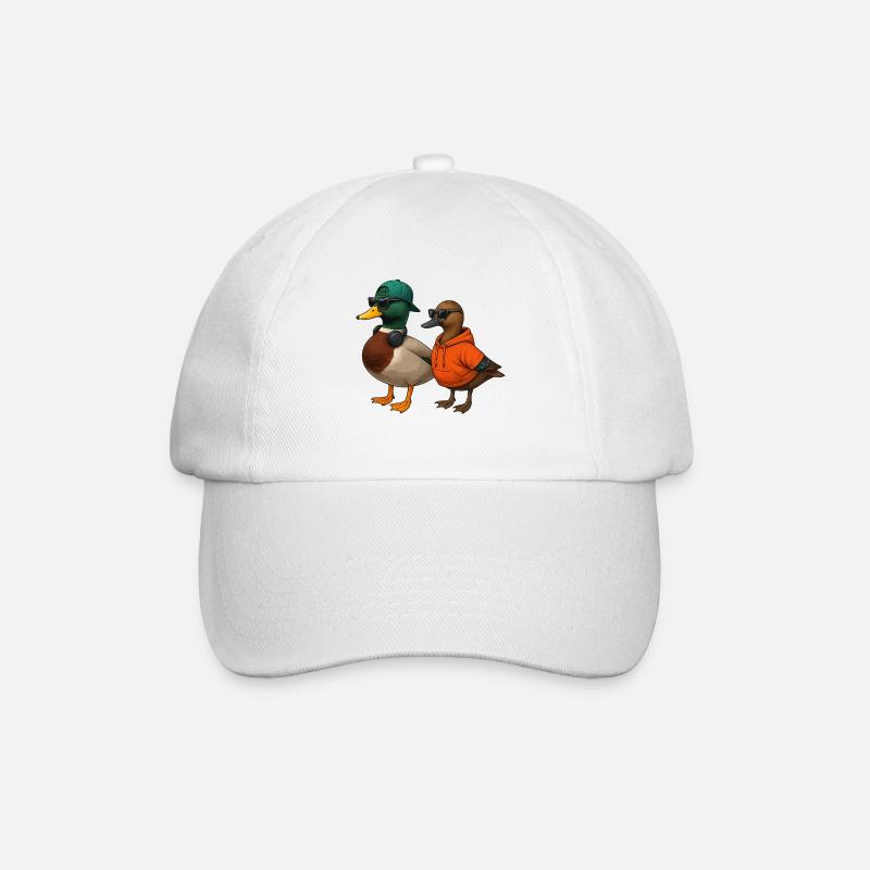 Enten Paar im coolen Look - Baseballkappe - Weiß/Weiß