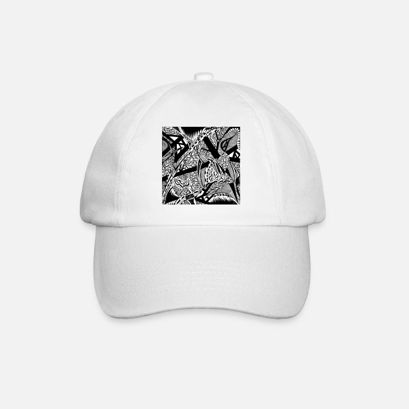 Schwarz-Weiß abstraktes Design Nr. 4 - Baseballkappe - Weiß/Weiß
