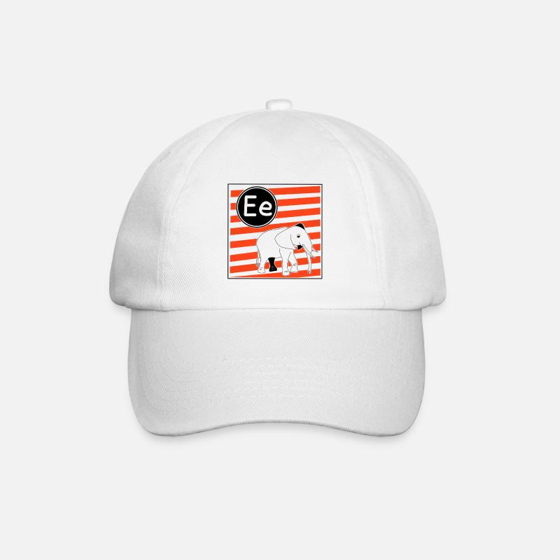 E for Elephant Letters for Learning to Read - Baseball Cap - white/white