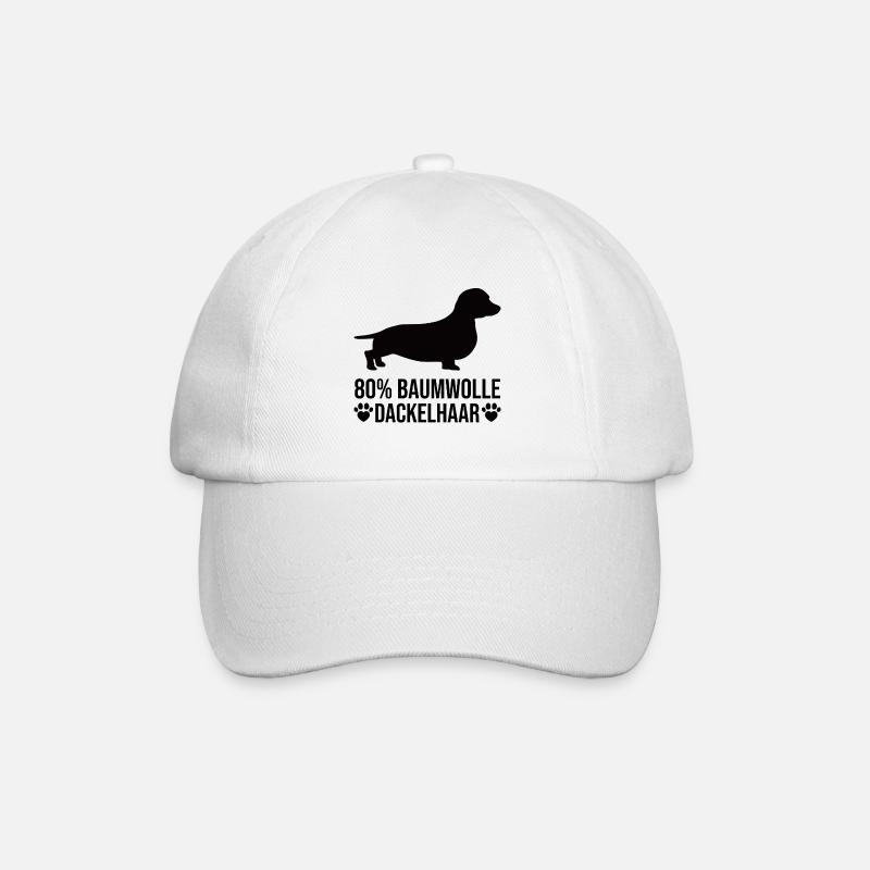 80% Baumwolle 20% Dackelhaar Lustige Hund Spruch - Baseballkappe - Weiß/Weiß