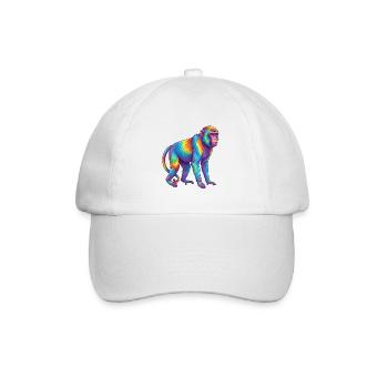Bunte Affen-Regenbogen-Pop-Art-Aquarell - Baseballkappe - Weiß/Weiß - Vorne