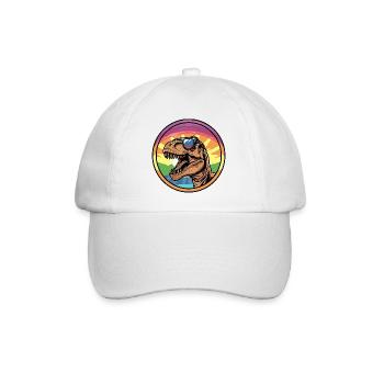 T-Rex Sunset with Sunglasses - Baseball Cap - white/white - Front
