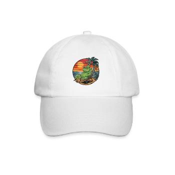Caméléon drôle sur la plage Coucher de soleil des vacances d’été - Casquette classique - blanc/blanc - Devant