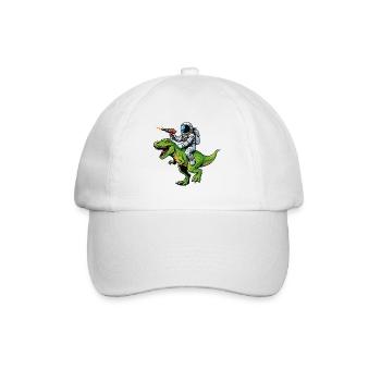 Astronaut auf Dino: Laserjagd - Baseballkappe - Weiß/Weiß - Vorne