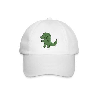 Cute Green Alligator Happy Kawaii Crocodile - Baseball Cap - white/white - Front