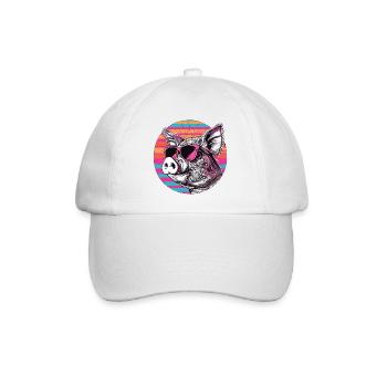 Cochon rétro avec des lunettes de soleil - Casquette classique - blanc/blanc - Devant