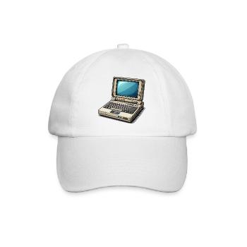 Laptop Retro Computer Vintage Style Illustration - Baseball Cap - white/white - Front