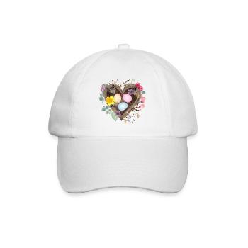 Nid en forme de cœur avec des œufs de Pâques colorés - Casquette classique - blanc/blanc - Devant