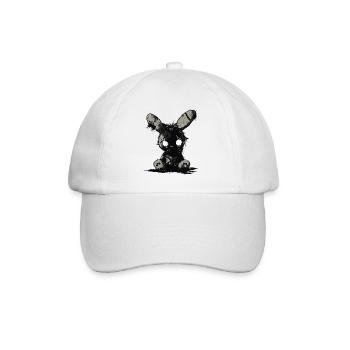 Dunkler Stoffhase – Gothic Plush Motiv - Baseballkappe - Weiß/Weiß - Vorne