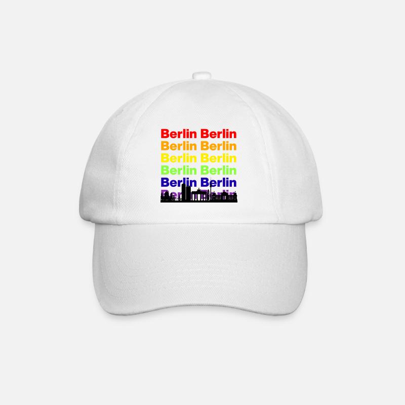 BERLIN REGENBOGEN SKYLINE, PRIDE HAUPTSTADT! LGBTQ - Baseballkappe - Weiß/Weiß