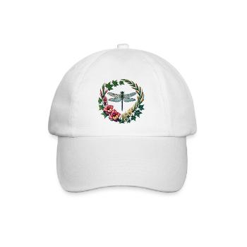 Dragonfly Floral Wreath Frame - Baseball Cap - white/white - Front