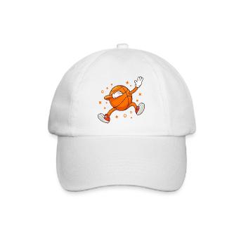 Lustiger Basketball-Maskottchen-Cartoonspieler - Baseballkappe - Weiß/Weiß - Vorne