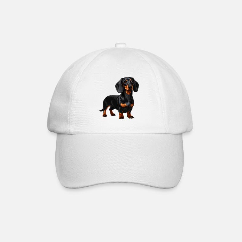 Black & Tan Dackel – Wursthund - Baseballkappe - Weiß/Weiß