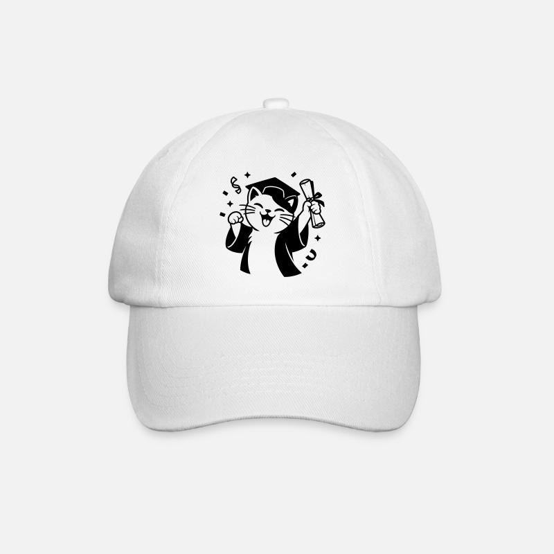 Diplom Katze - Baseballkappe - Weiß/Weiß