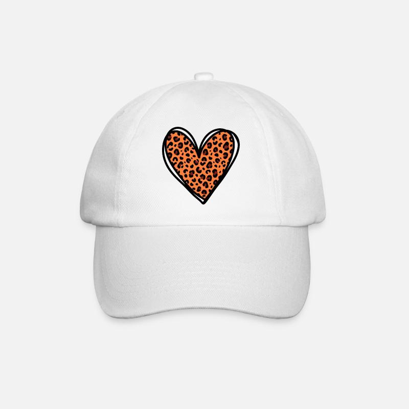 Valentinstag Herzmotiv im Leopardenmuster - Baseballkappe - Weiß/Weiß