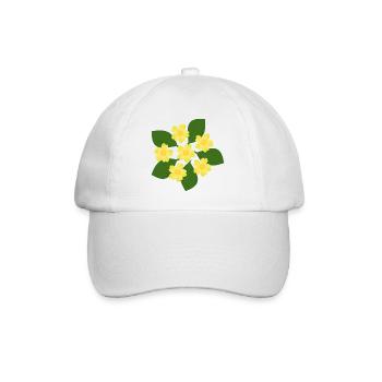 Februar Geburtstag Blüte Primeln Geburtstagsblume - Baseballkappe - Weiß/Weiß - Vorne
