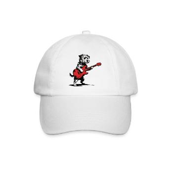 Yorkie Rocker: Vintage Hund mit Gitarre Design - Baseballkappe - Weiß/Weiß - Vorne