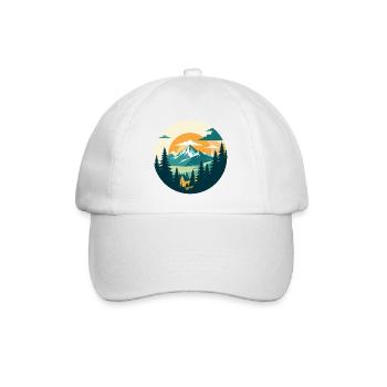 Mountains Mountain Forest High Mountain Hiking Circle Motif - Baseball Cap - white/white - Front