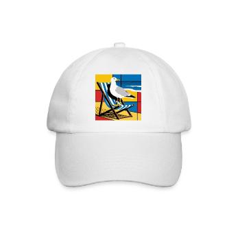 Seagull on Beach Chair Pop Art - Baseball Cap - white/white - Front