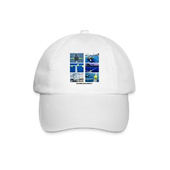 Raie de tennis néon sur court bleu - Casquette classique - blanc/blanc - Devant
