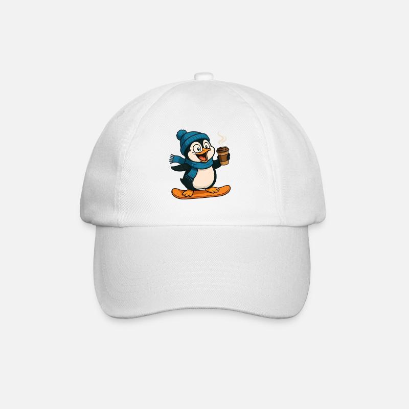 Le Pingouin des Neiges avec Café et Écharpe - Casquette classique - blanc/blanc