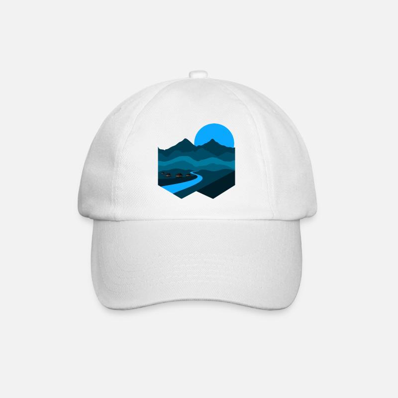 Berglied | Blue Moonlight Minimalistische Wohnung - Baseballkappe - Weiß/Weiß