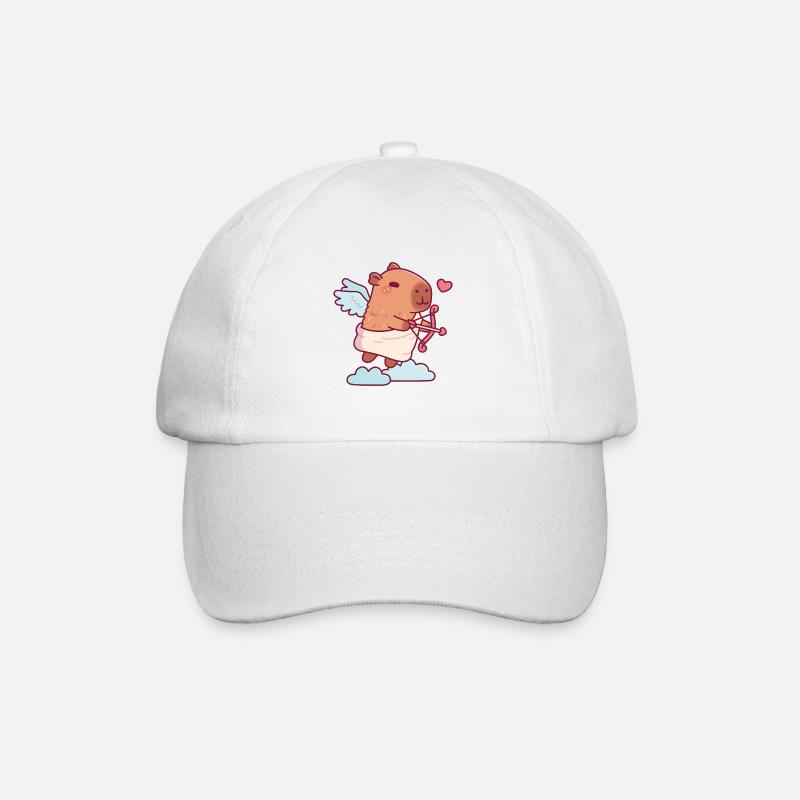 Cute Capybara Cupid Angel - Baseball Cap - white/white