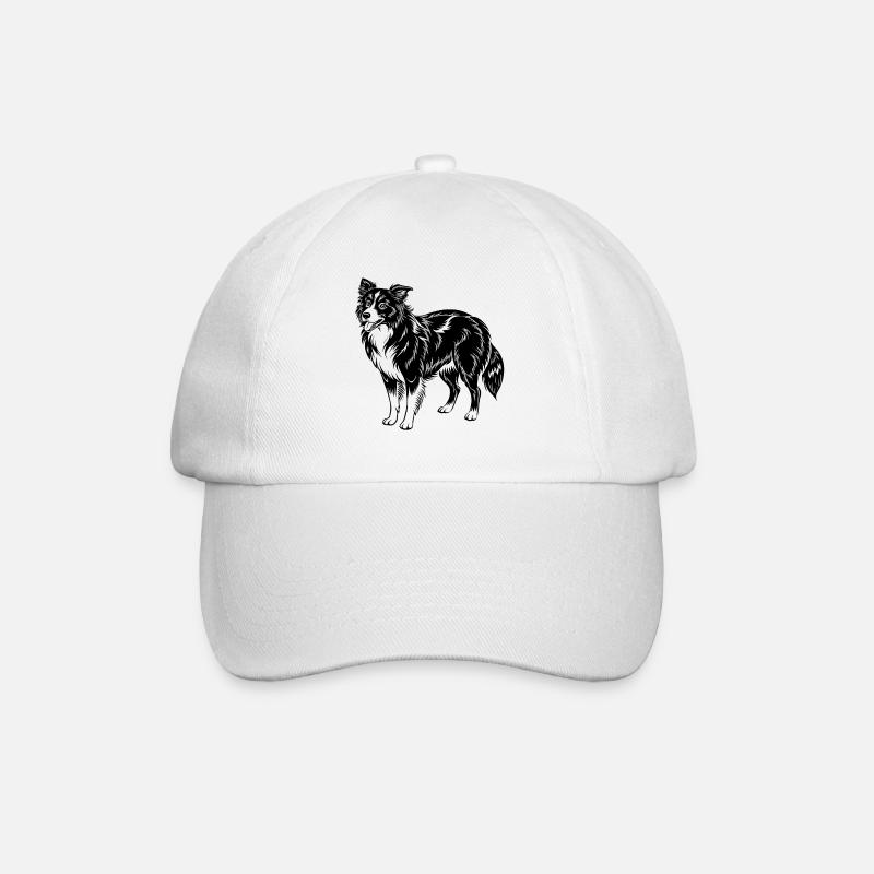 Border Collie - Baseballkappe - Weiß/Weiß