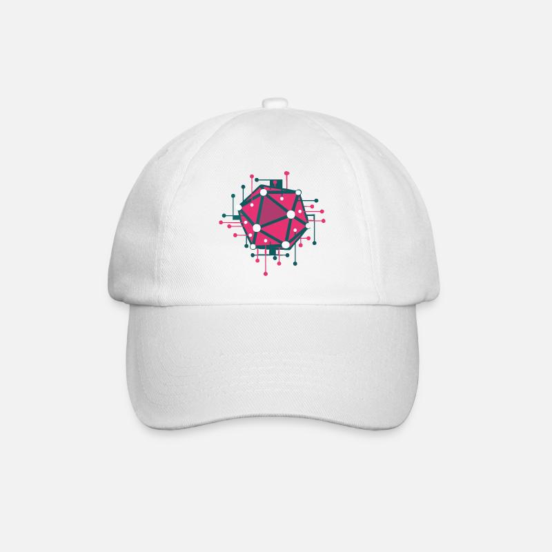 Techno pink geometric network - Baseball Cap - white/white