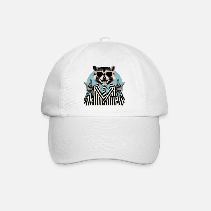 Raton laveur berçant en costume rayé - Casquette classique - blanc/blanc