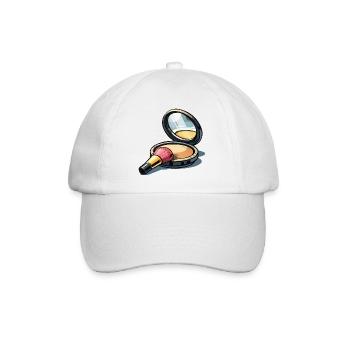 Powder brush illustration makeup - Baseball Cap - white/white - Front
