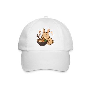 Hase mit Nudeln Ramen kawaii Hase - Baseballkappe - Weiß/Weiß - Vorne