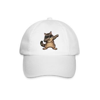 Dabbing Norwegische Waldkatze - Baseballkappe - Weiß/Weiß - Vorne