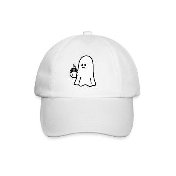 Geist Kaffee Halloween Süßes oder Saures - Baseballkappe - Weiß/Weiß - Vorne