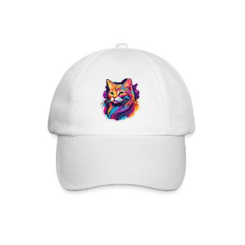 Rainbow Bright Cat - Baseball Cap - white/white - Front