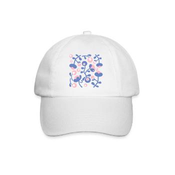 Abstrakte Pfingstrosen L Rose Blau Weiß - Baseballkappe - Weiß/Weiß - Vorne