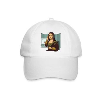 Mona Lisa Büro genervt Humor - Baseballkappe - Weiß/Weiß - Vorne